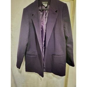 Sag Harbor Size 18 Eggplant Wool Blazer Jacket Lined Shoulder Pads one Button